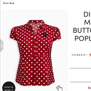 COPY - Disney Minnie mouse retro polkadot button-down shirt FIRM PRICE SIZE 2 X